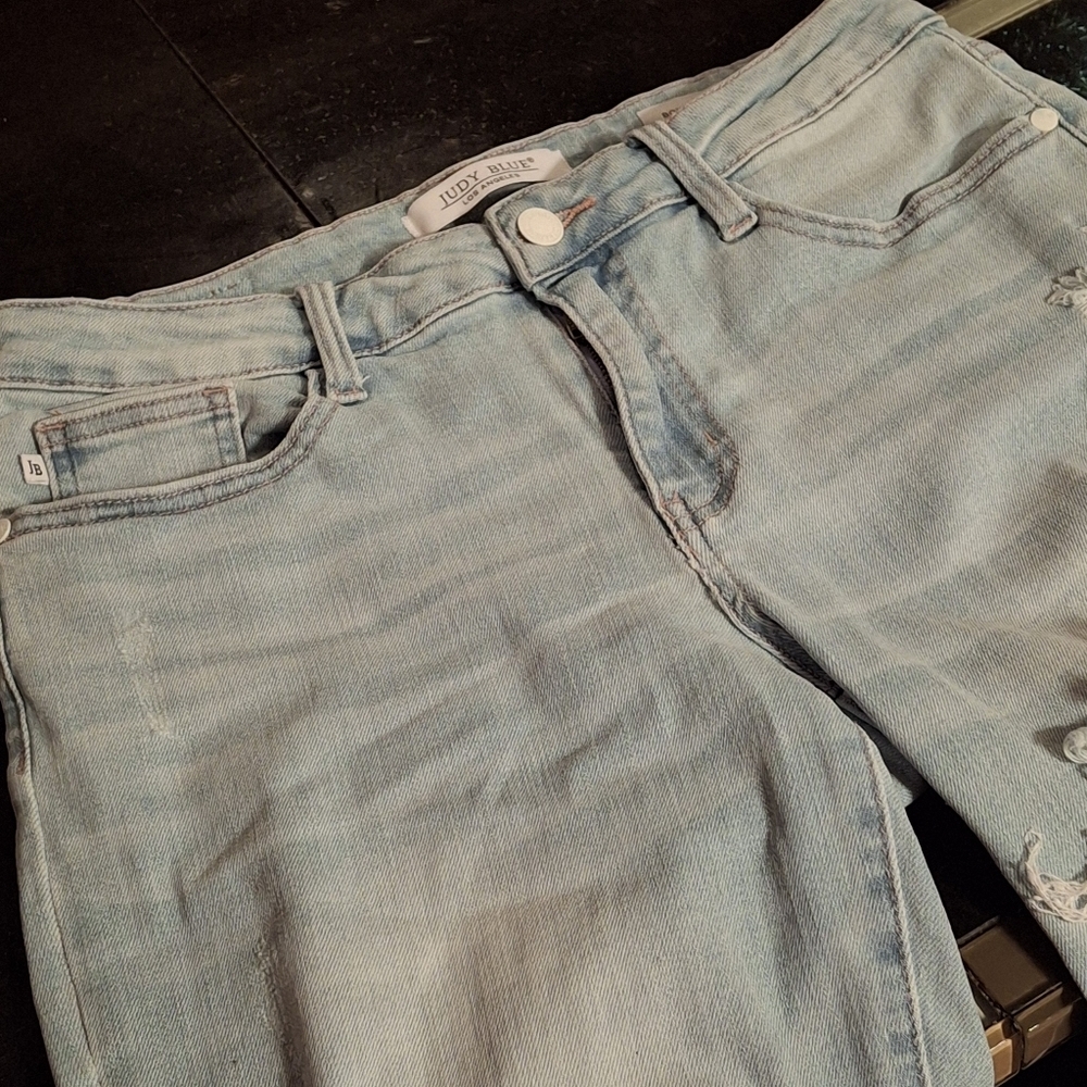 Judy Blue Jeans Boyfriend Fit Distressed Stretch Blue Jeans Women Size 9/29 - Picture 5 of 16